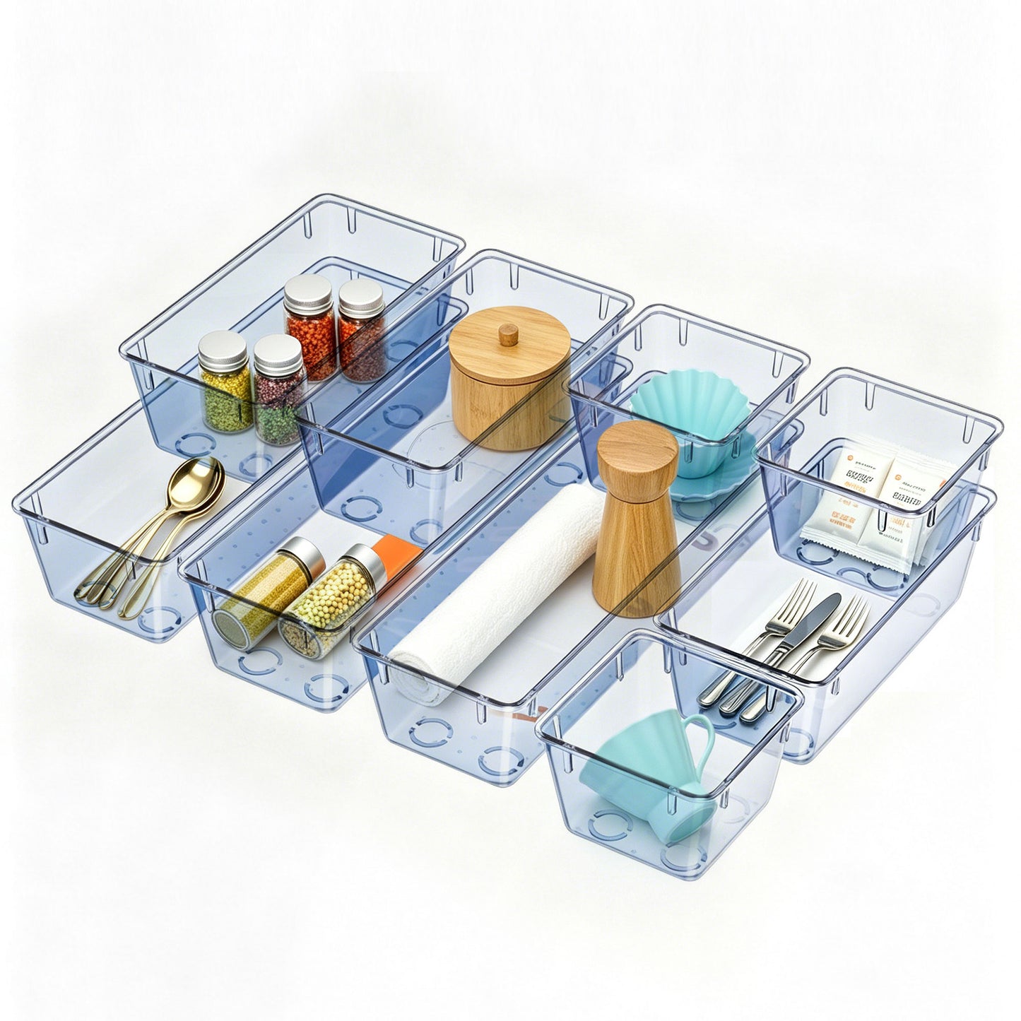 Clear Drawer Organizer Set for Easy Home Storage