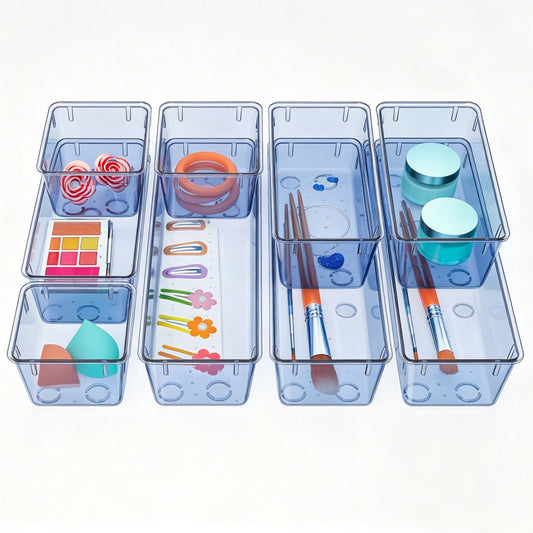 Clear Drawer Organizer Set for Easy Home Storage
