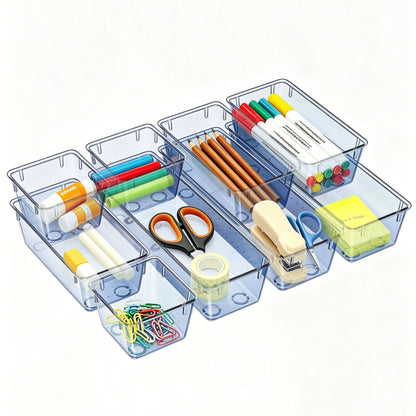 Clear Drawer Organizer Set for Easy Home Storage