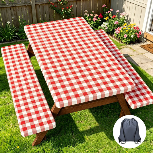 Waterproof Picnic Table Cover Set for Outdoor Dining
