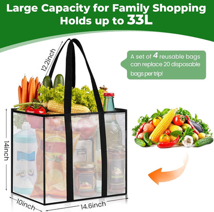 4 Pack 33L Reusable Grocery Bags